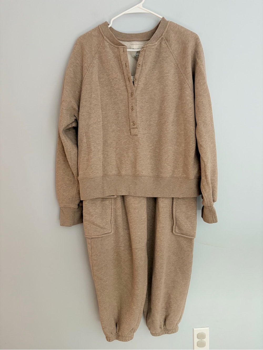 Abercrombie Henley Sweatshirt Set - Heathered Oatmeal